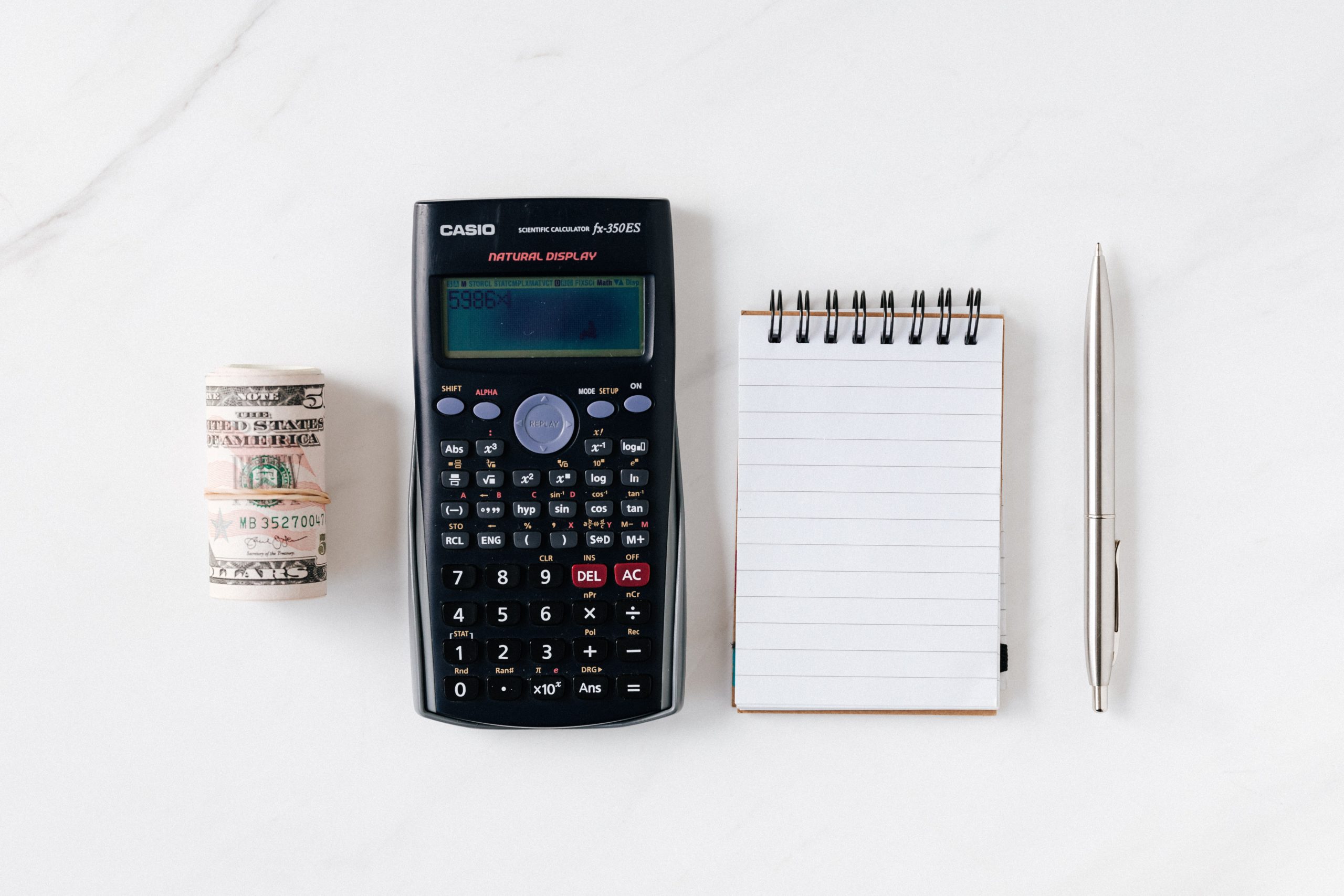 monthly budget calculator and note pad