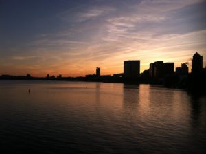 city of boston skyline and bay