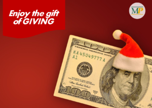 hundred dollar bill with santa hat - holiday loan