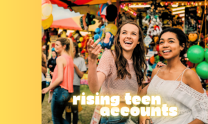 Teens at summer fair smiling - rising teen accounts slider