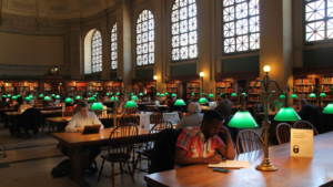 People reading in a library